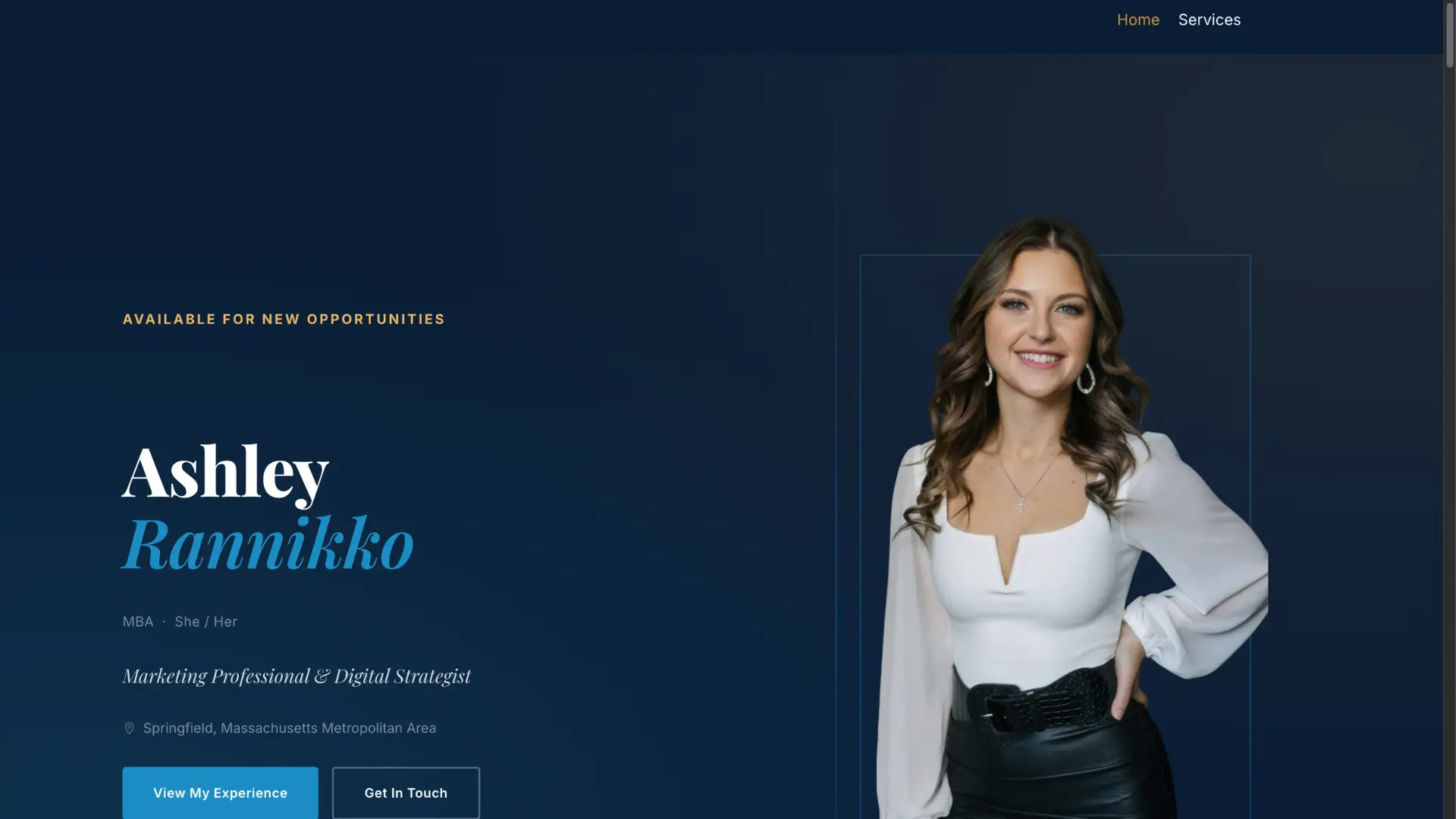 Online Resume • Ashley Rannikko website screenshot